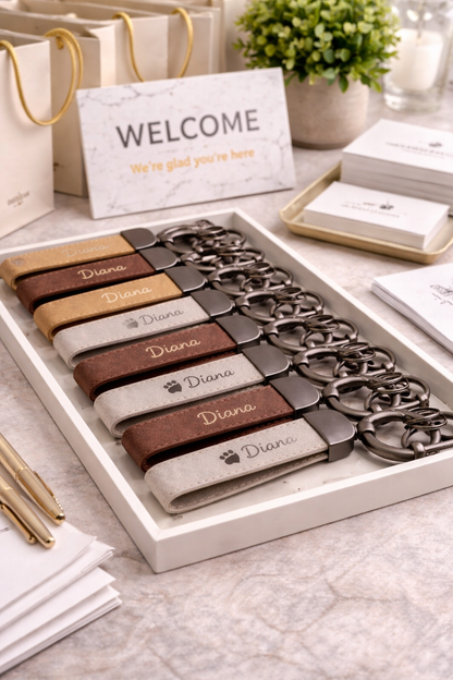 Bulk Logo Engraved Leather Keychains