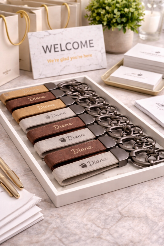 Bulk Logo Engraved Leather Keychains