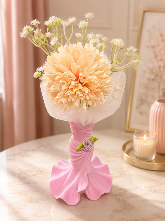 Dress Vase with Floral Arrangement
