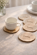 Personalised Rustic Wood-Grain Coaster (Set of 6)