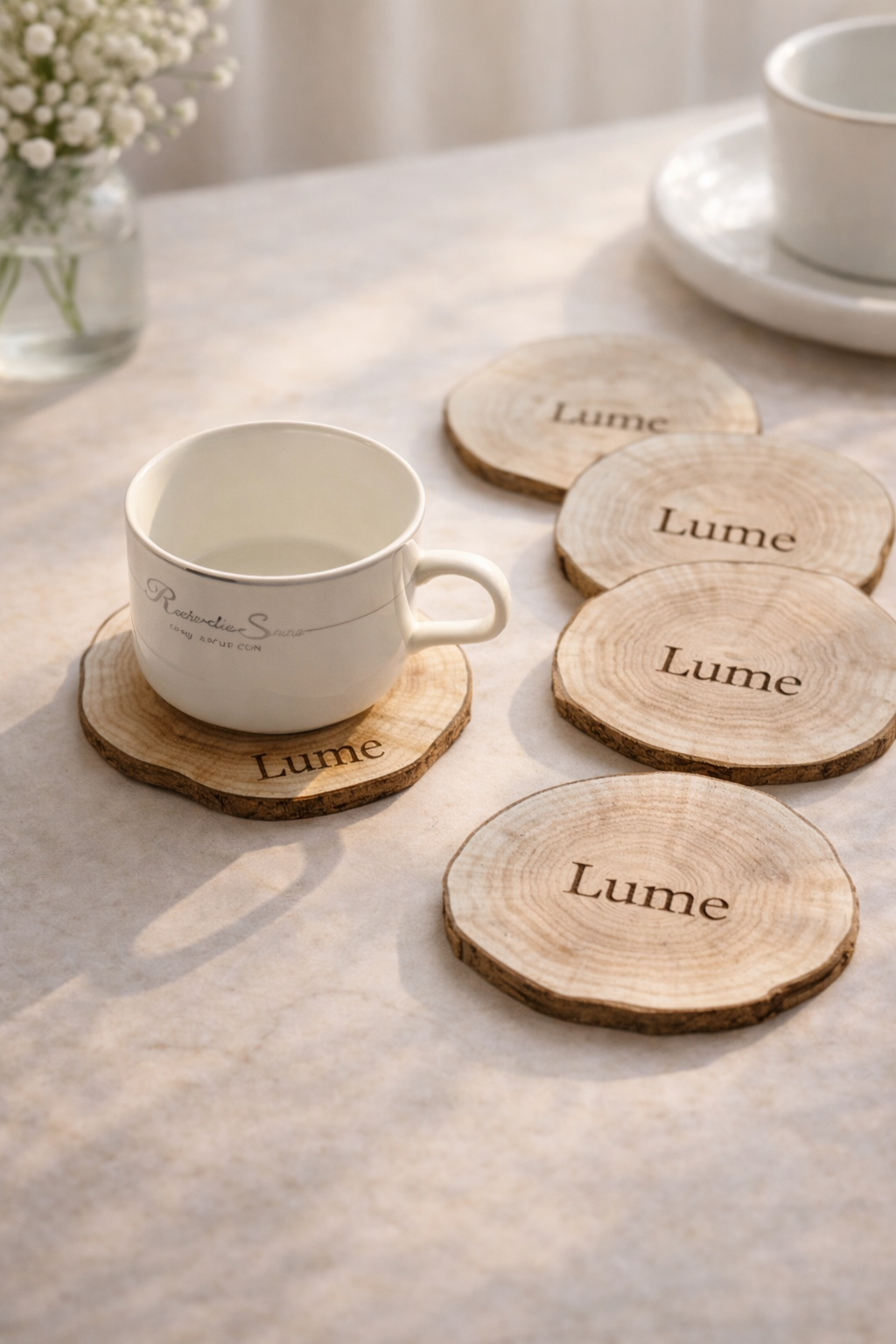 Personalised Rustic Wood-Grain Coaster (Set of 6)