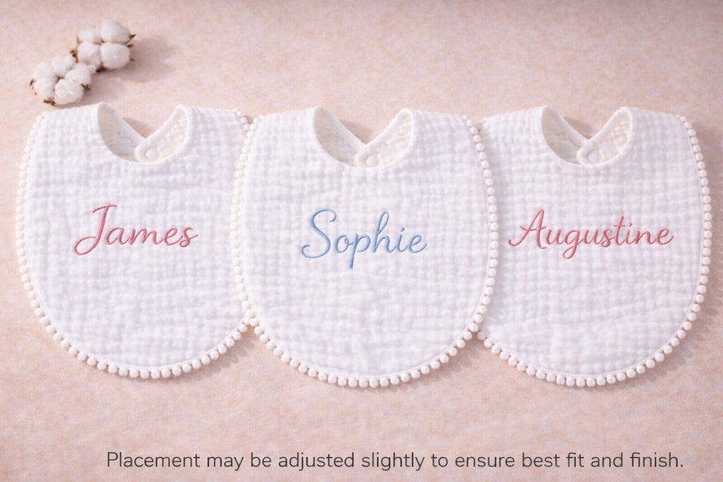 Embroidered Muslin bibs