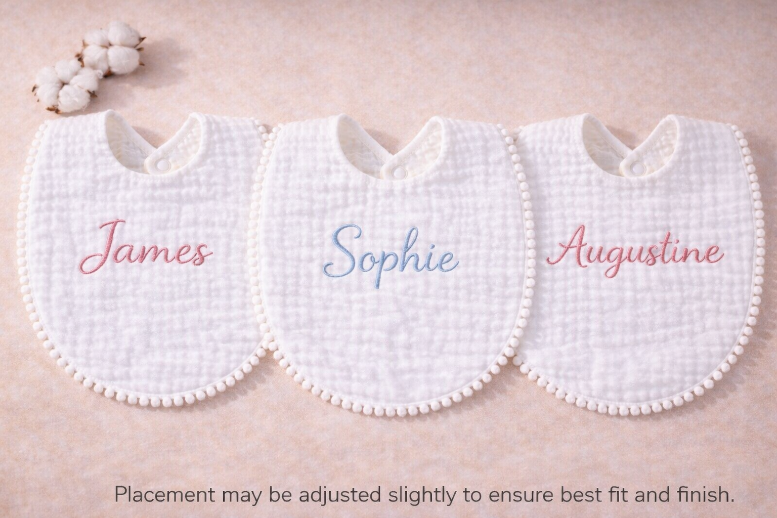 Embroidered Muslin bibs