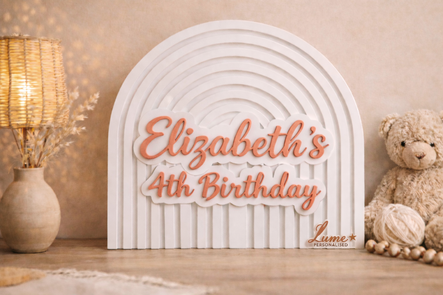 Personalised Medium Wooden Rainbow Plaque