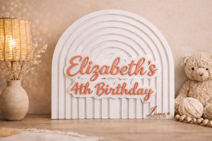 Personalised Medium Wooden Rainbow Plaque