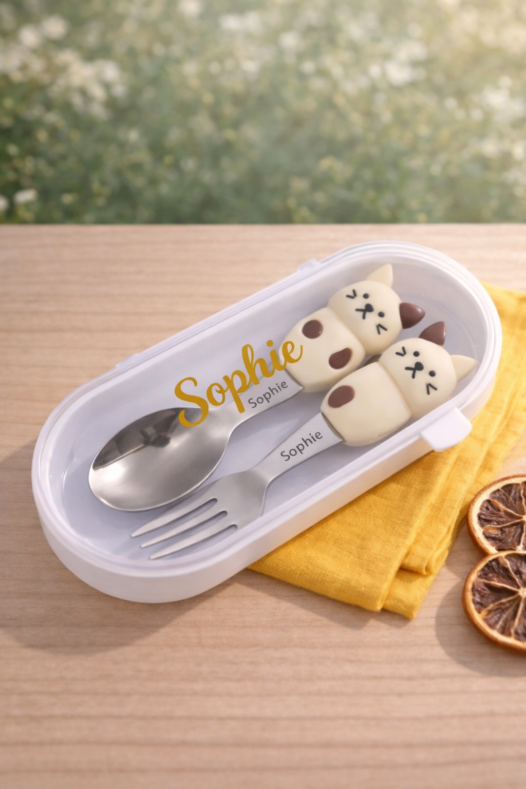 Personalised Animal Spoon & Fork Set with Case