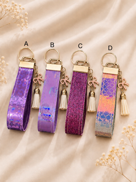 Mini Personalised Wristlet Keychain - Purple