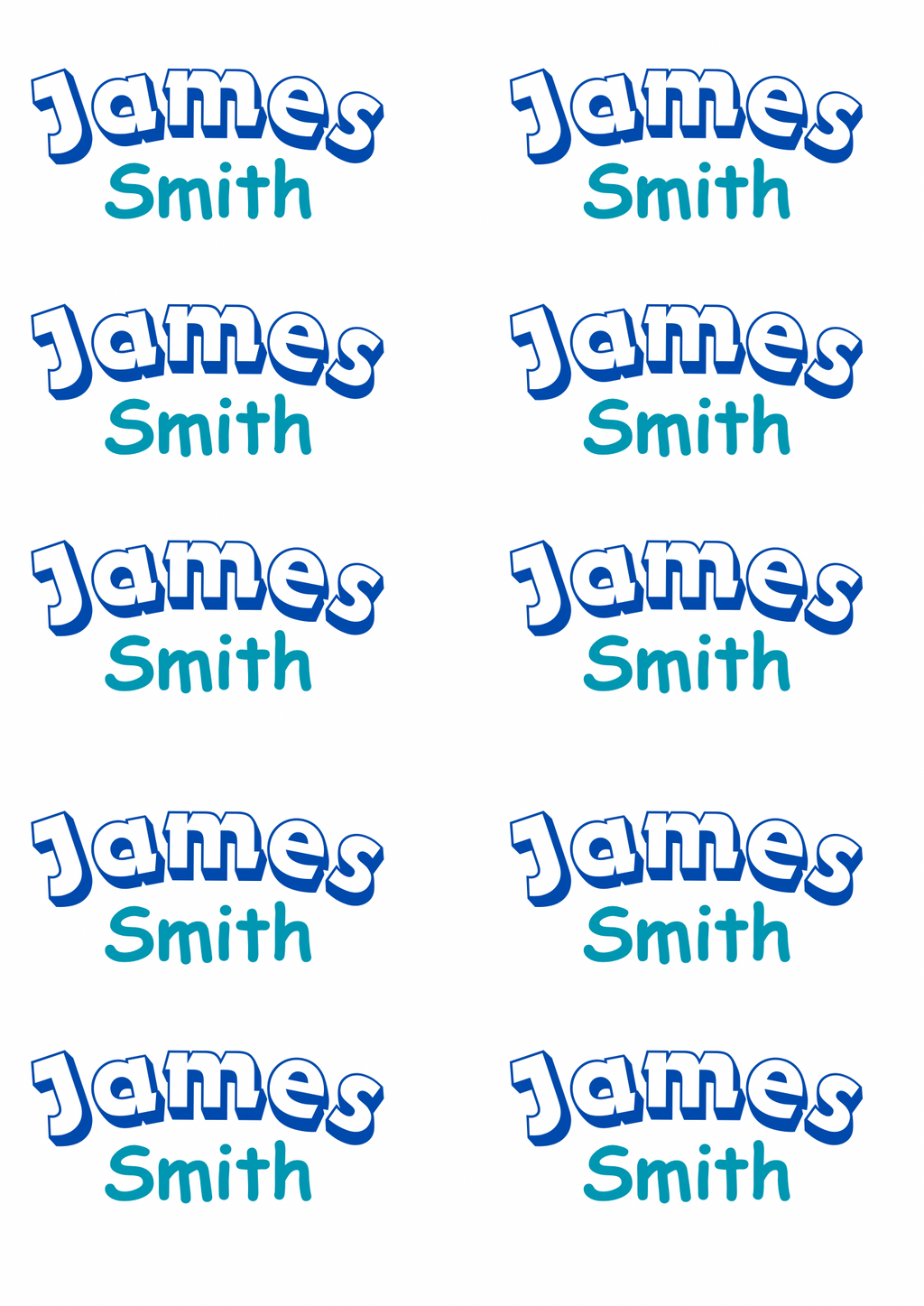 Name Theme Sticker - Waterproof A4 Value Sheet