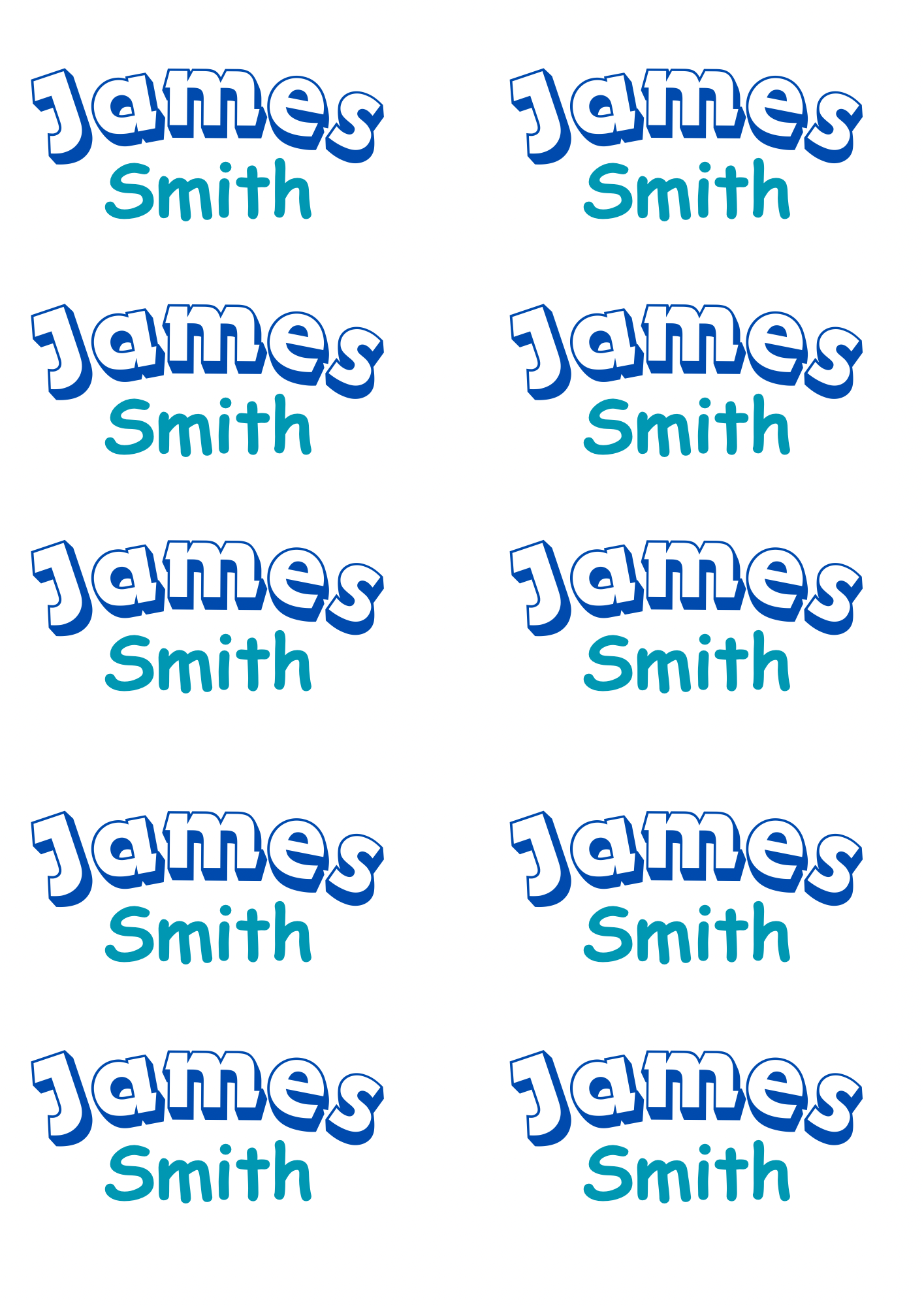 Name Theme Sticker - Waterproof A4 Value Sheet