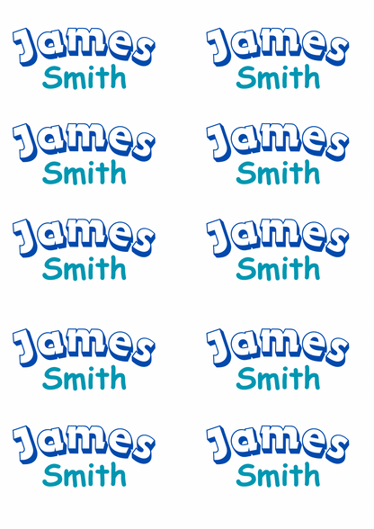 Name Theme Sticker - Waterproof A4 Value Sheet