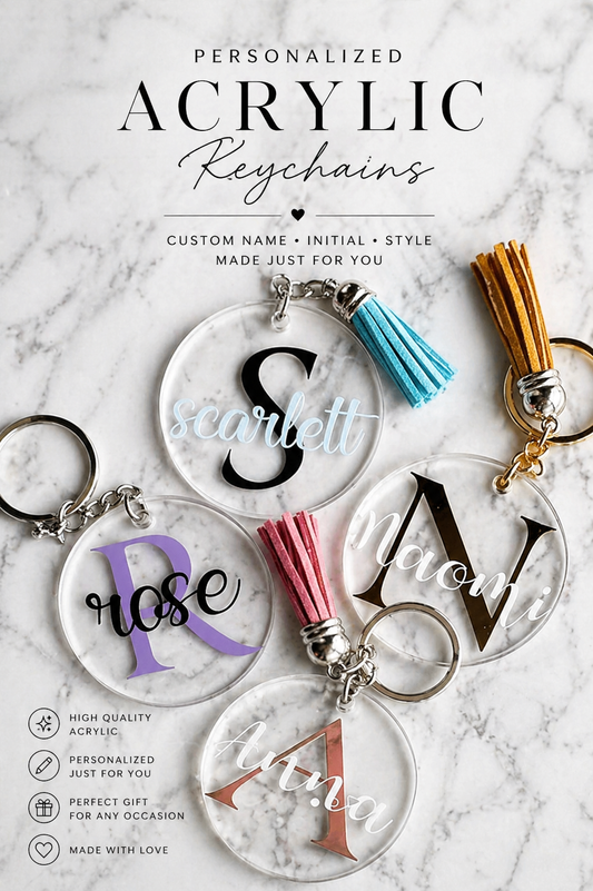Personalised Acrylic Keyring with Tassel