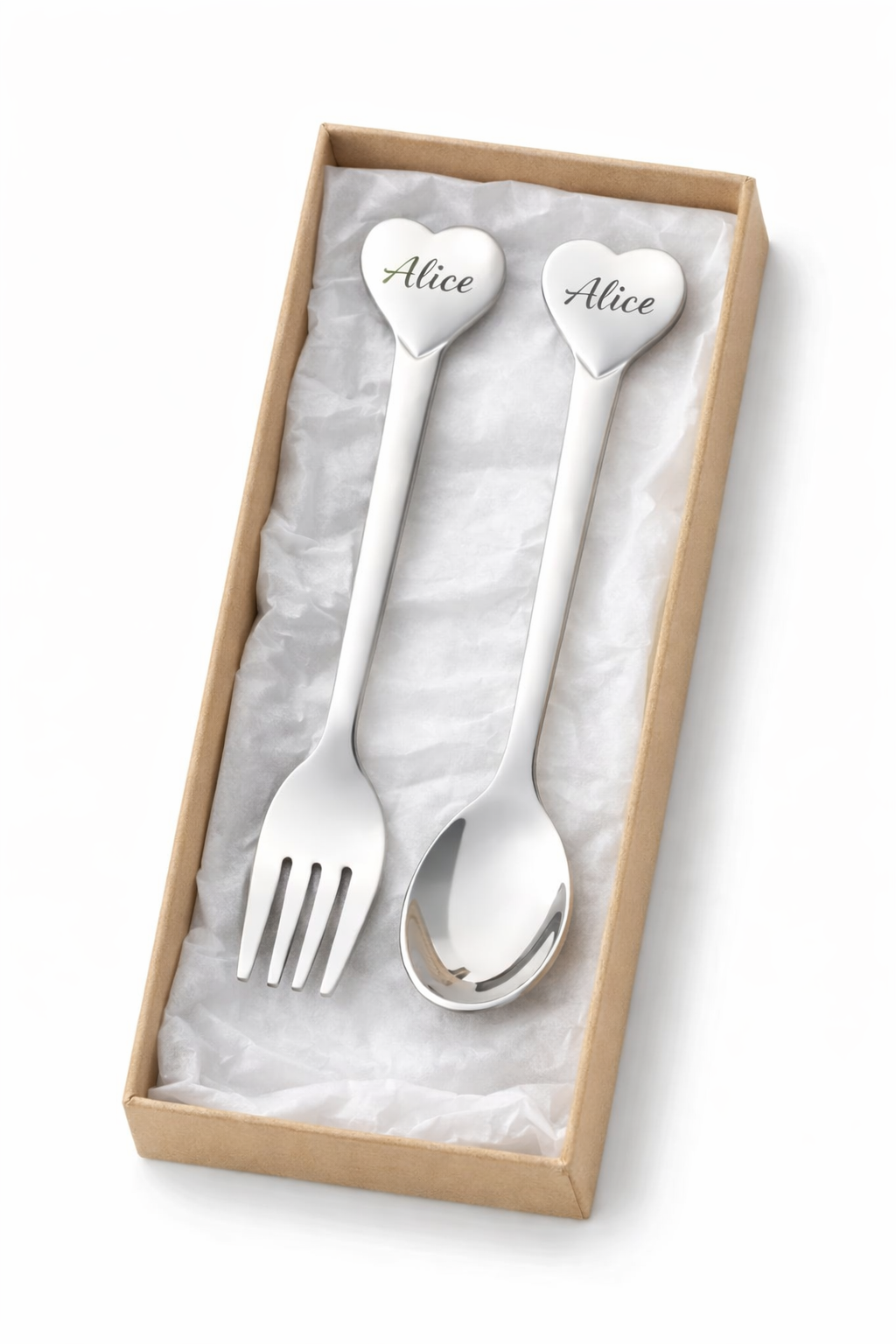 Personalised Heart Spoon & Fork Set