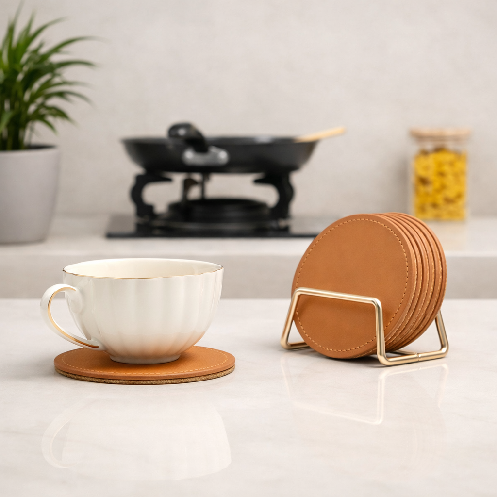 Personalised Round PU Coasters (Set of 6)