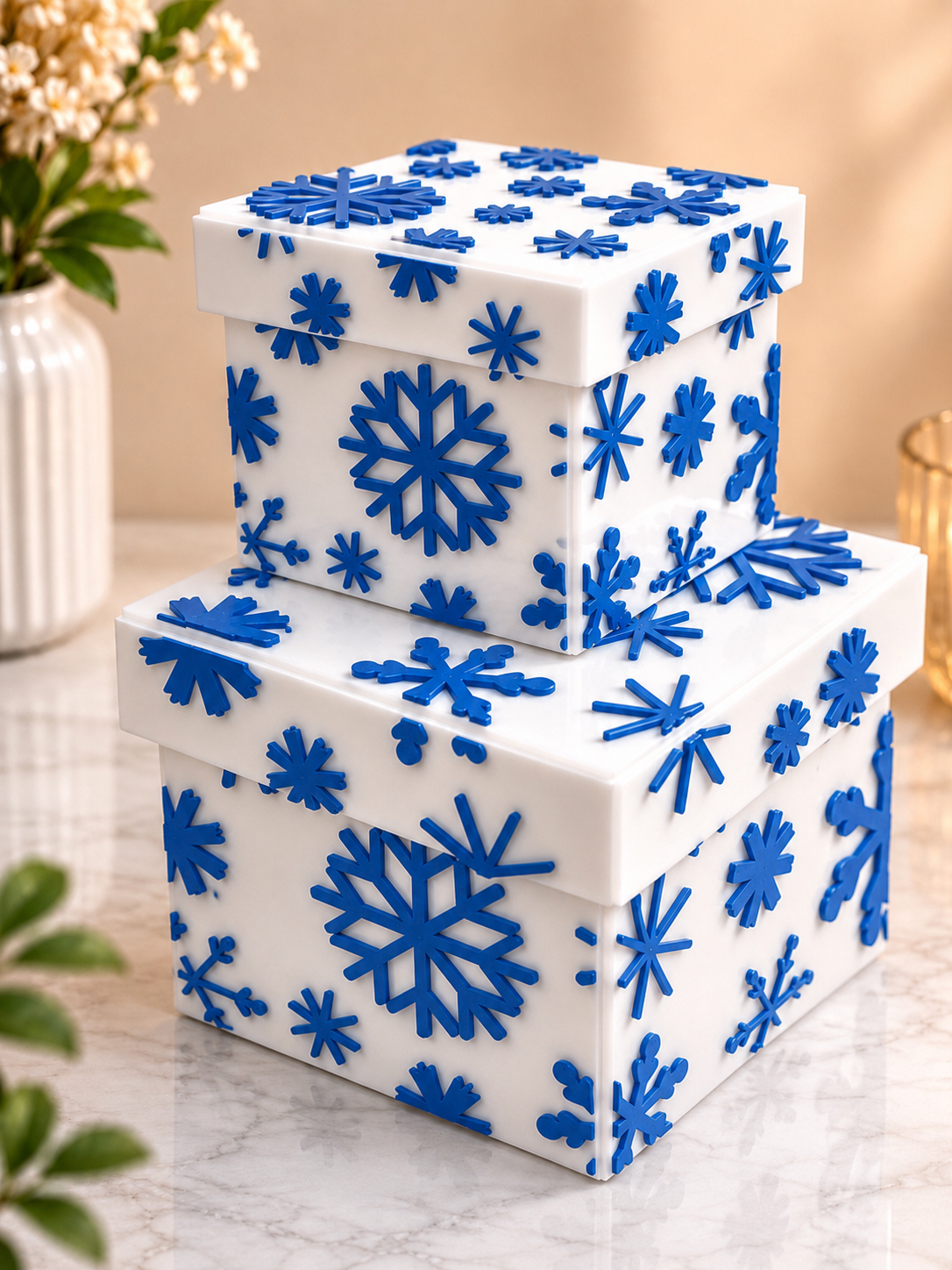 3D Printed Snowflake Gift Box with Jute Rope | Custom Colour Available
