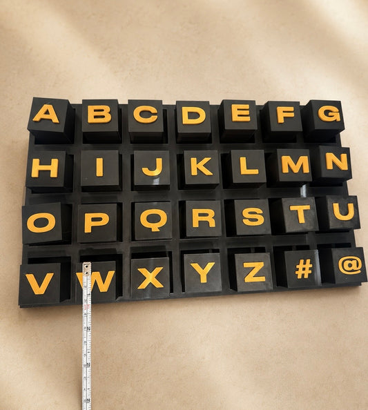 Custom Alphabet Rubber Stamp Set with 3 cm Stamp Holders & Organiser