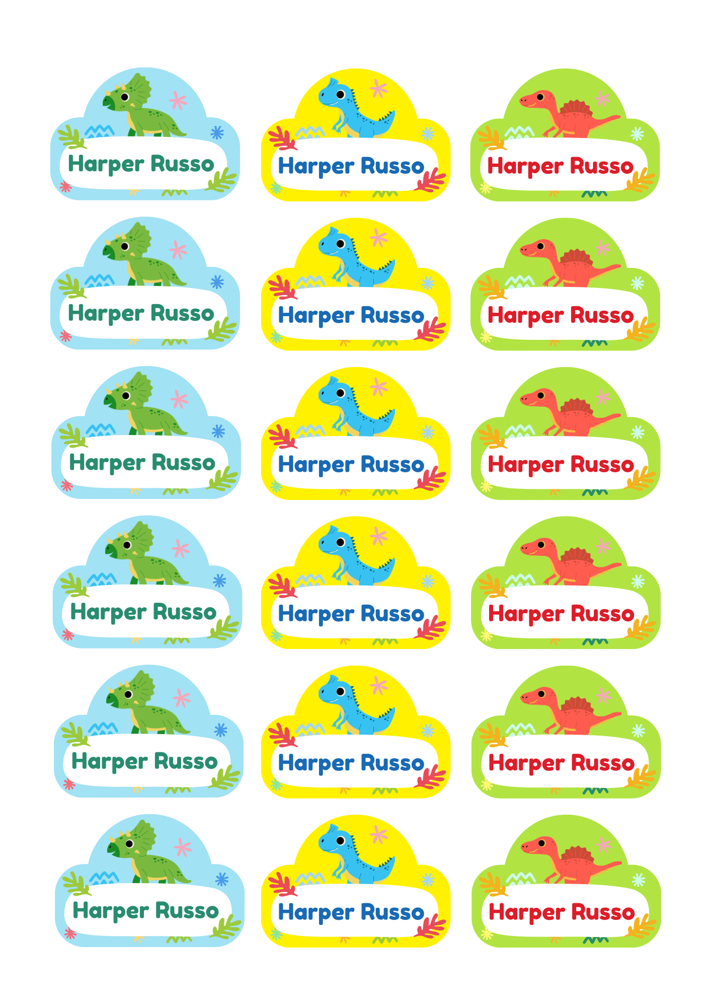 Dinosaur Theme Sticker - Waterproof A4 Value Sheet