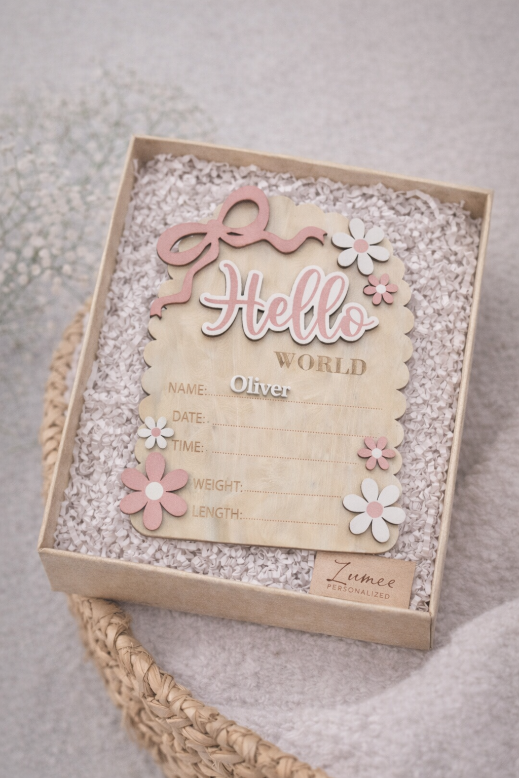 Personalised “Hello World” Birth Announcement Plaque