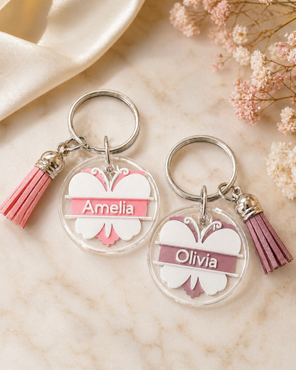 Personalised Round Acrylic Keyring with Tassel