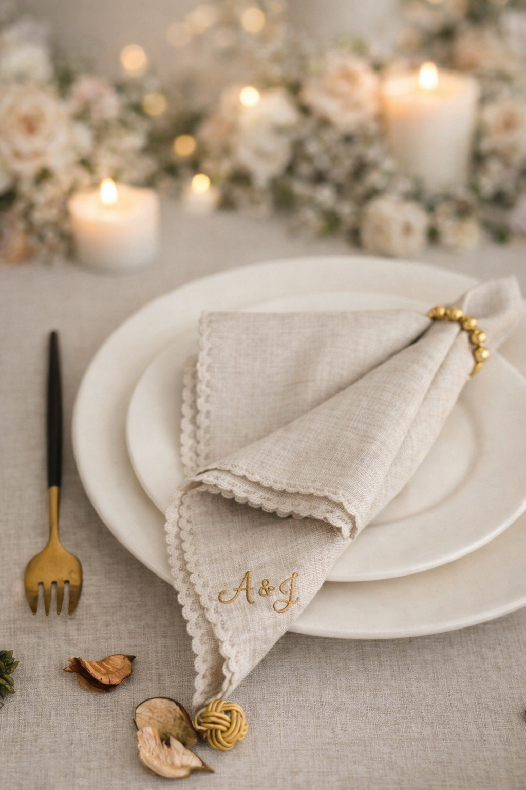Personalised Linen Napkin – Scalloped Edge