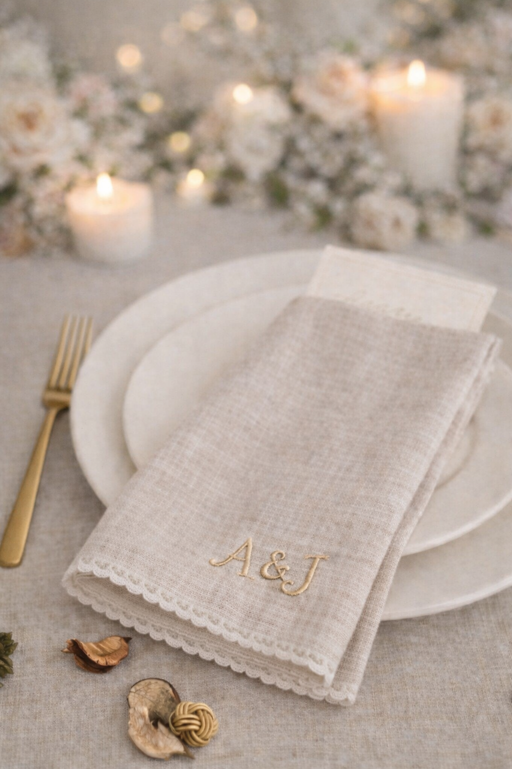 Personalised Linen Napkin – Scalloped Edge