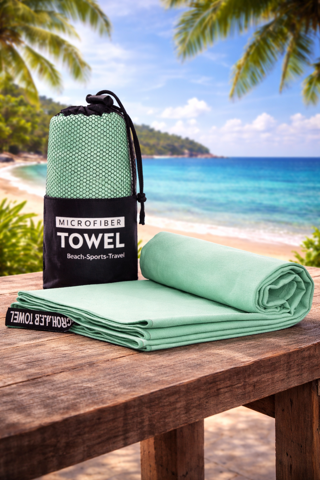 Personalised Microfiber Sports Towel - Mint Green