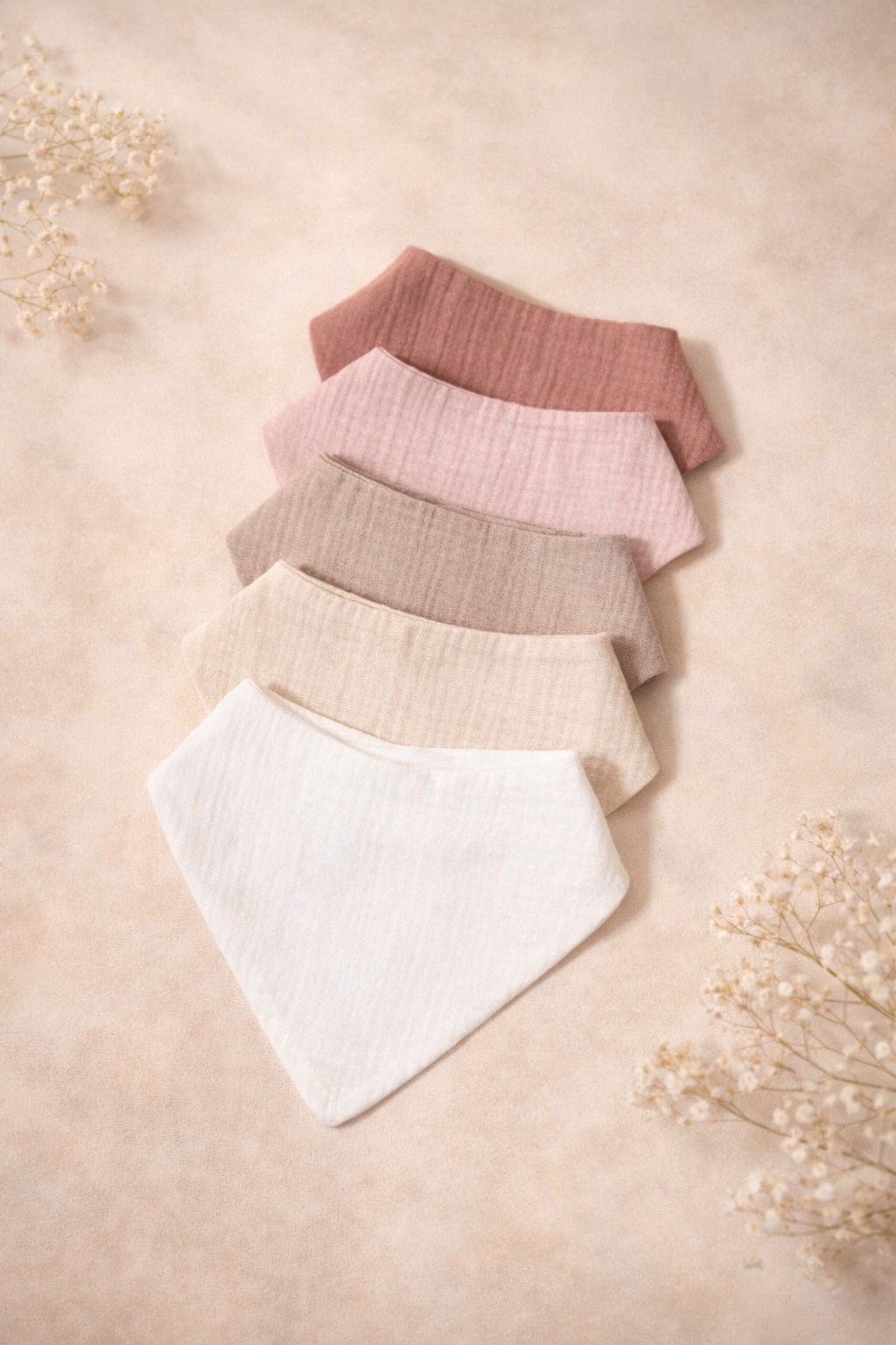 Embroidered Triangular Muslin bibs