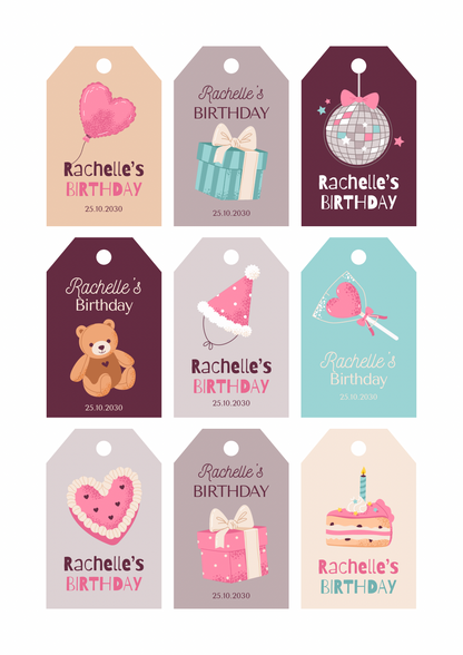 Personalised Birthday Thank You Tags - 12 tags only