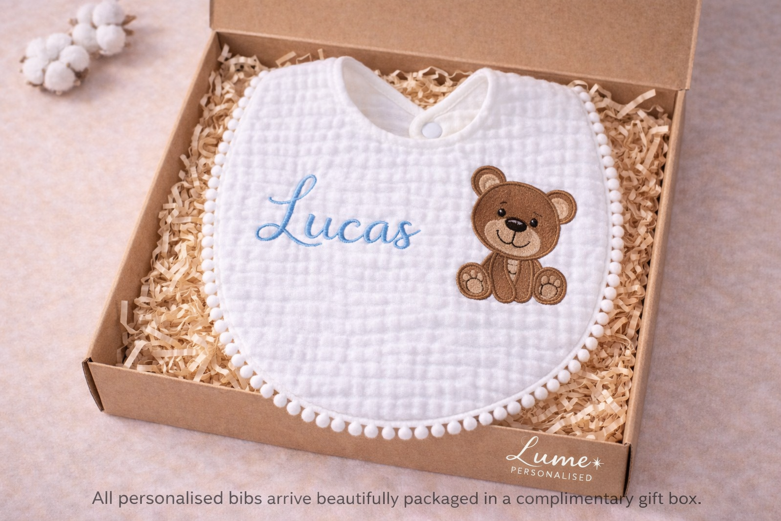 Embroidered Muslin bibs