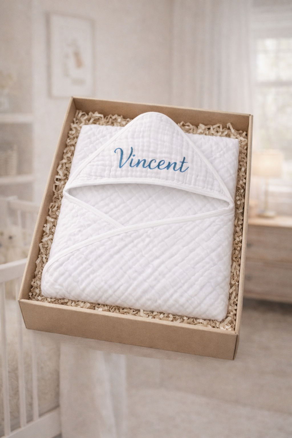 Personalised Hooded Muslin Baby Towel