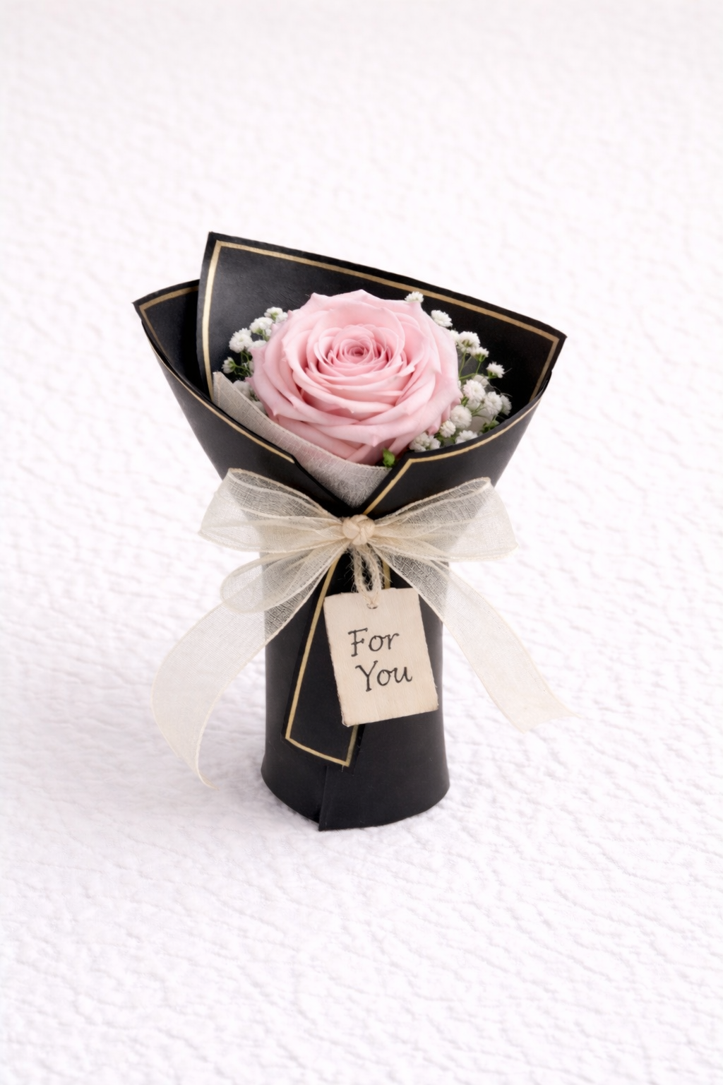 Personalised Pink Single Rose Mini Bouquet