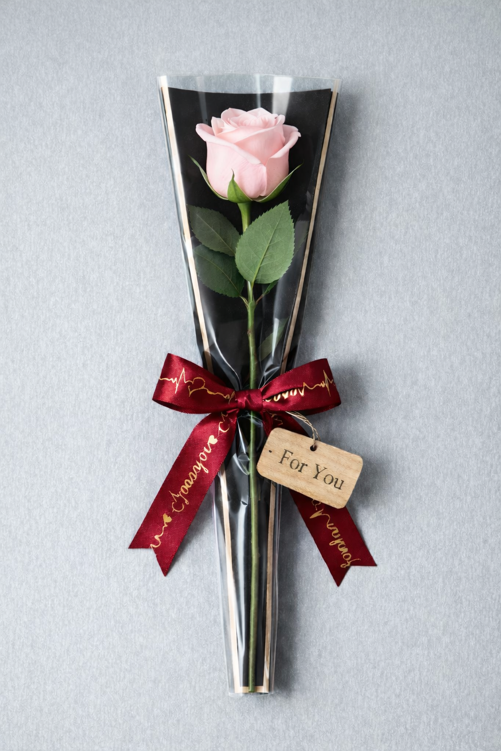 Single Rose - Pink/Black