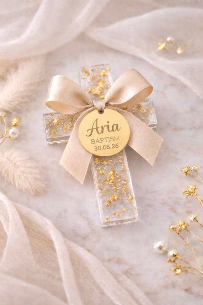 Personalised Acrylic Cross Magnet with Backing Card