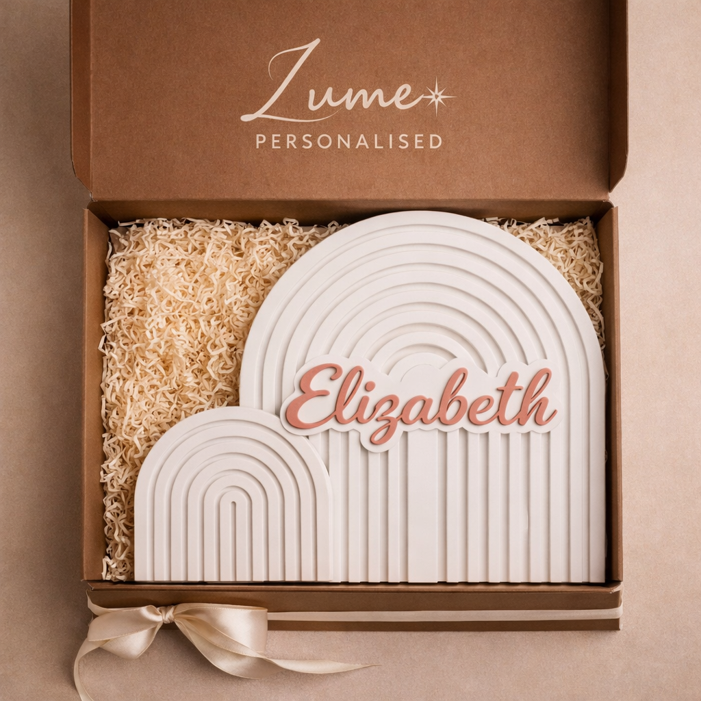 Personalised Wooden Rainbow Plaque Set