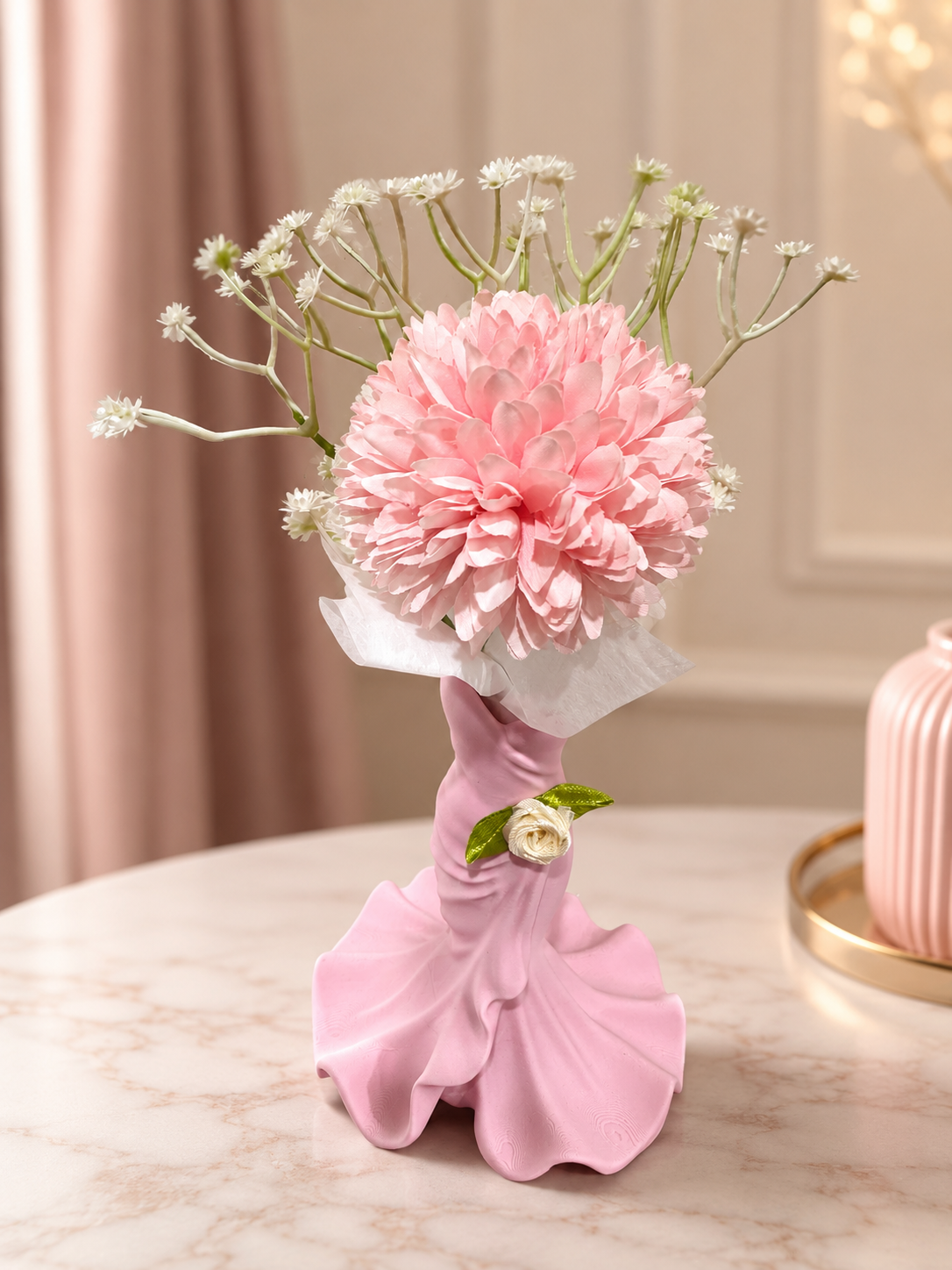 Dress Vase with Floral Arrangement