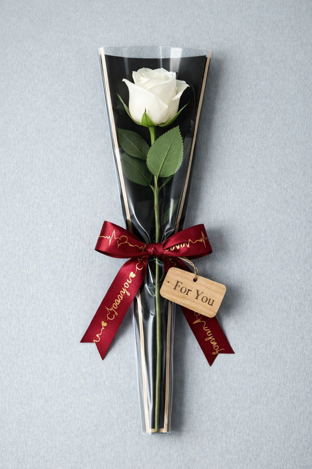 Single Rose - White/Black