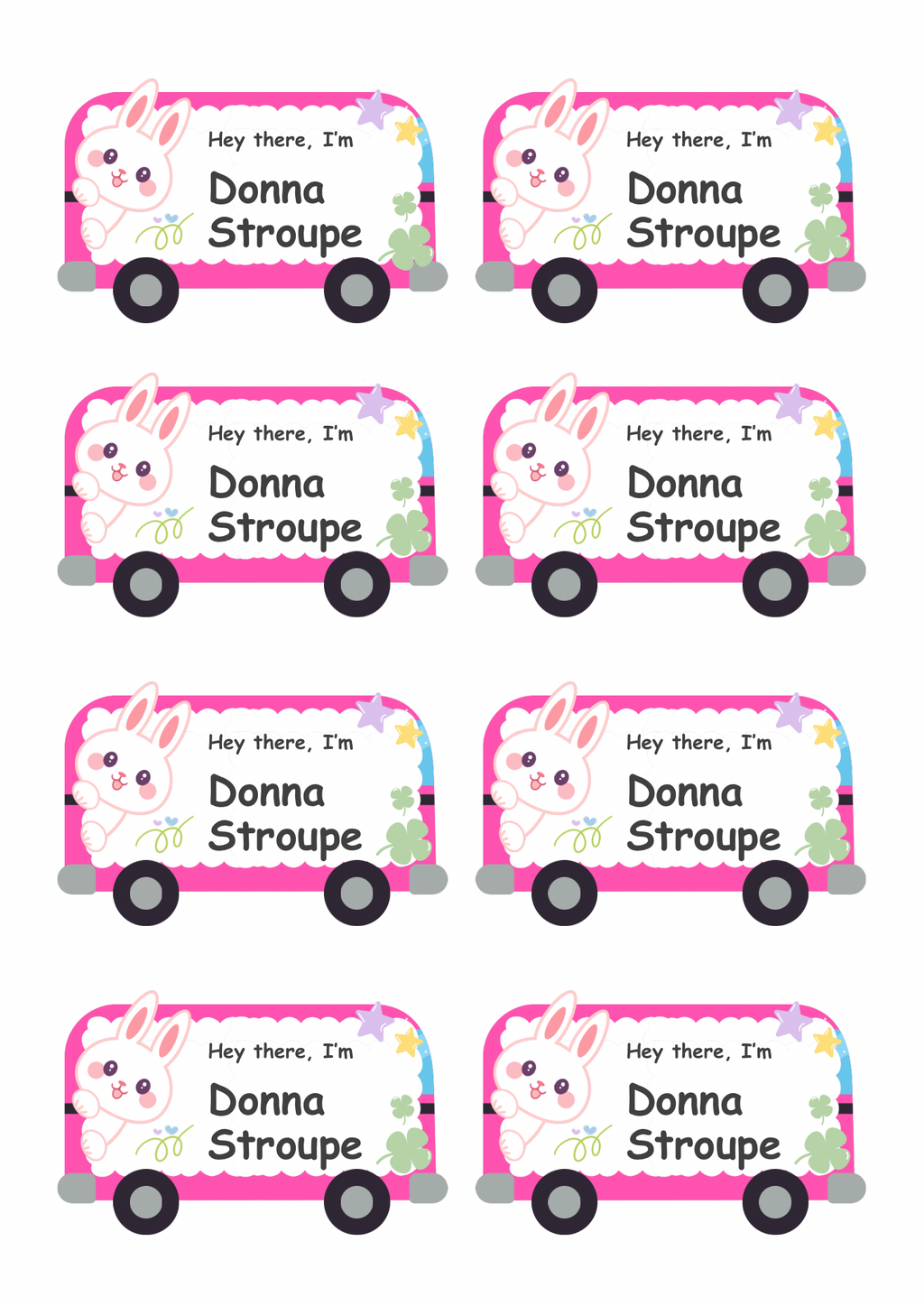 Bunny Van Theme Sticker - Waterproof A4 Value Sheet