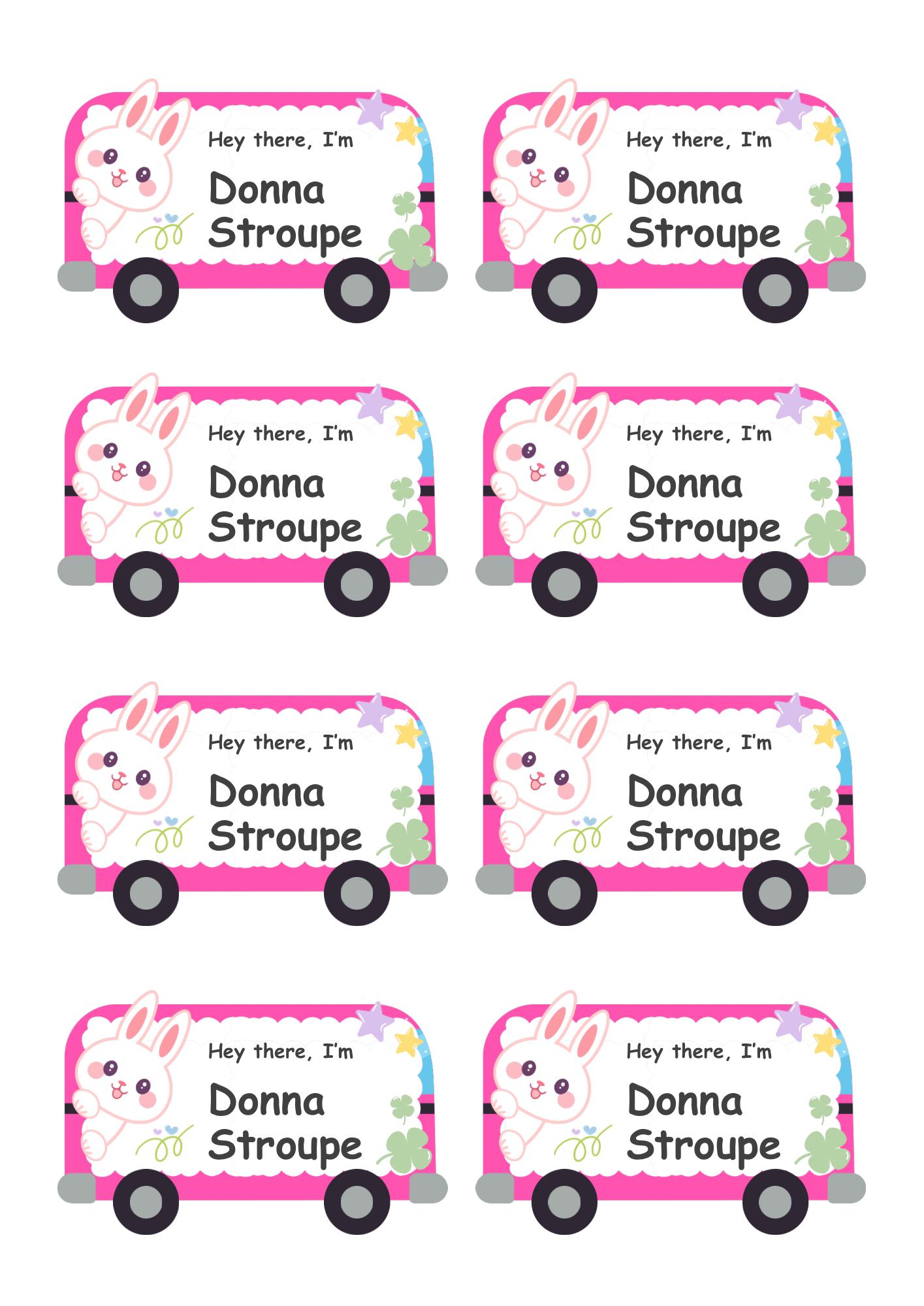 Bunny Van Theme Sticker - Waterproof A4 Value Sheet