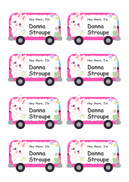 Bunny Van Theme Sticker - Waterproof A4 Value Sheet