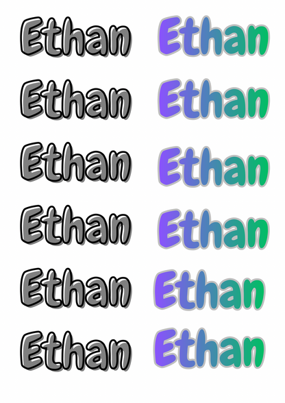 Name Theme Sticker 2 - Waterproof A4 Value Sheet