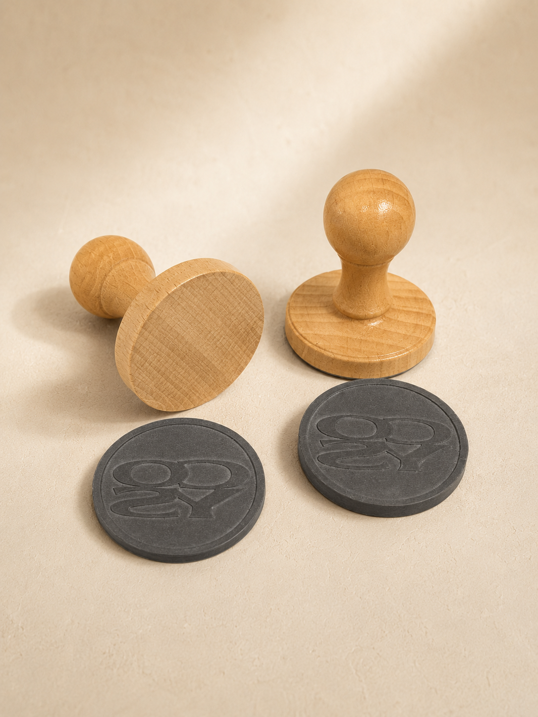 Custom Round Wooden Rubber Stamp