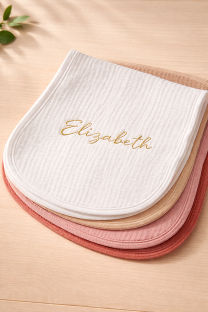 Embroidered Muslin Burp Clothes