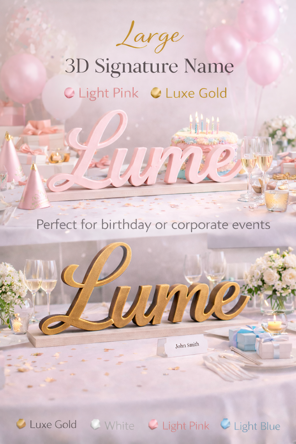 Lume 3D Signature Name – Large