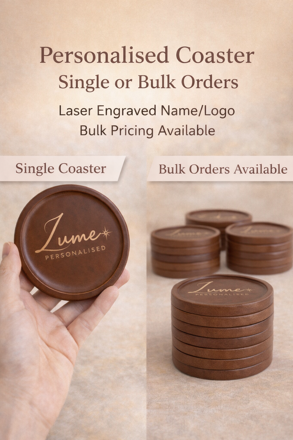 Single Personalised Wooden Coaster