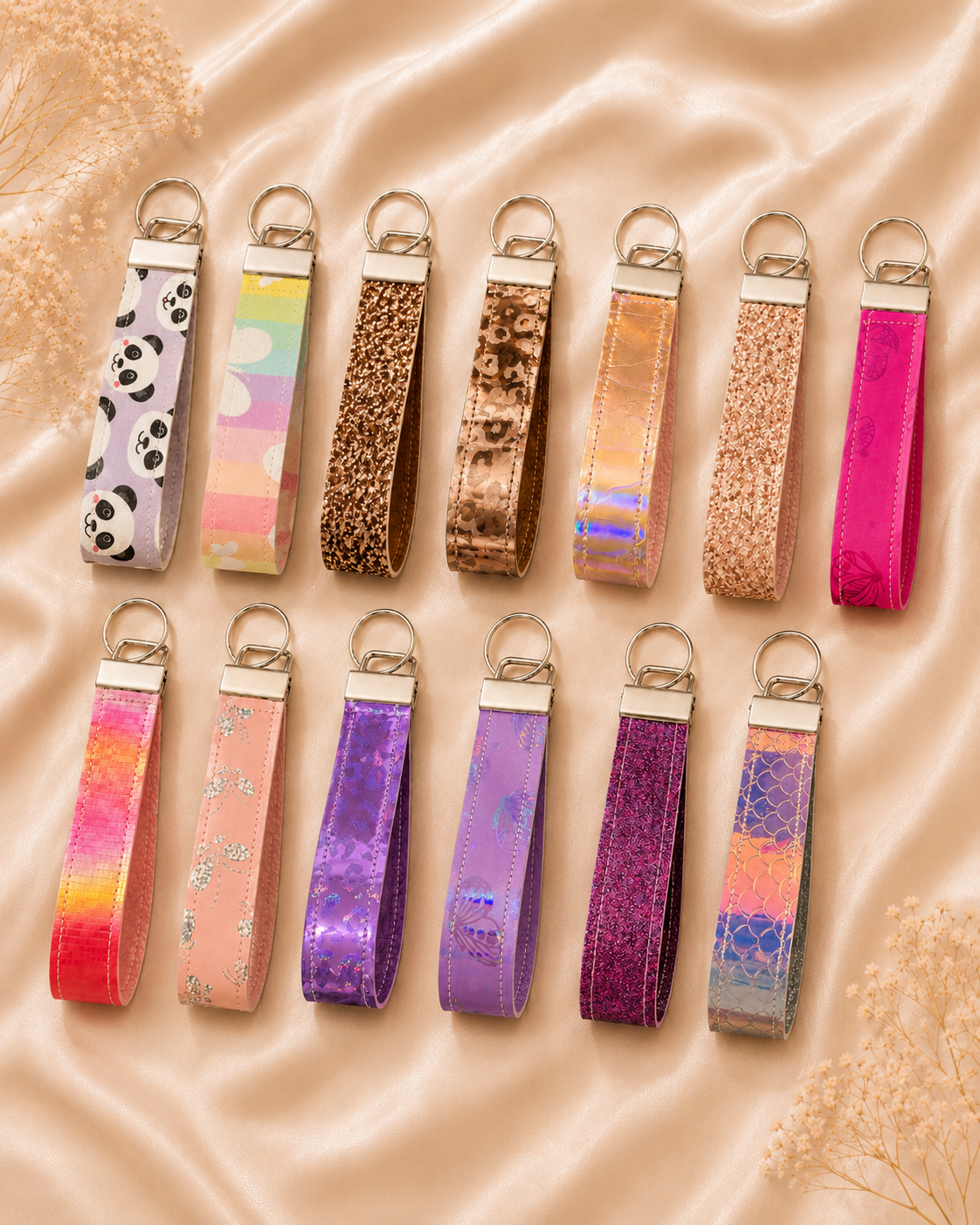 12pcs Random Design Mini Wristlet Keychains-Wholesale Pack