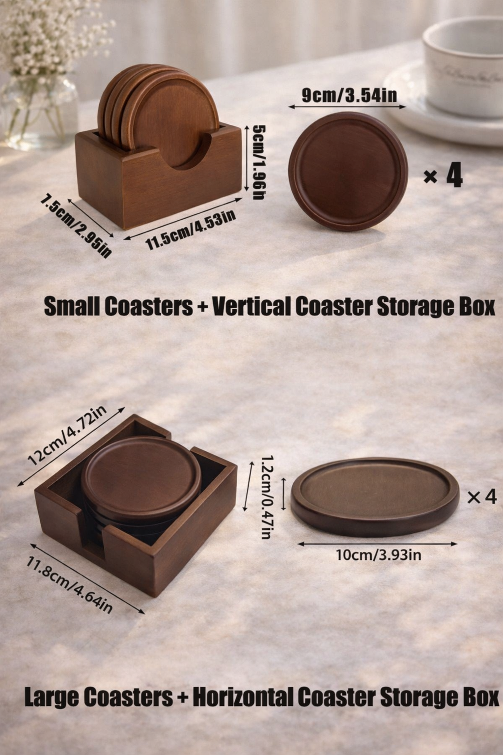 Personalised Bamboo & Wood Coaster Set (with Storage Box)