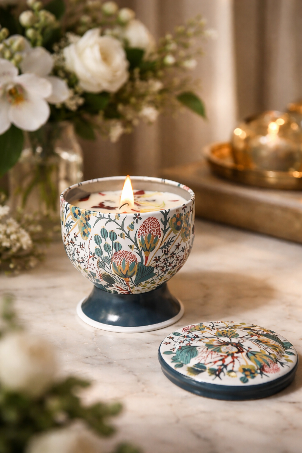 Personalised Candle & Artificial Flower Gift Box