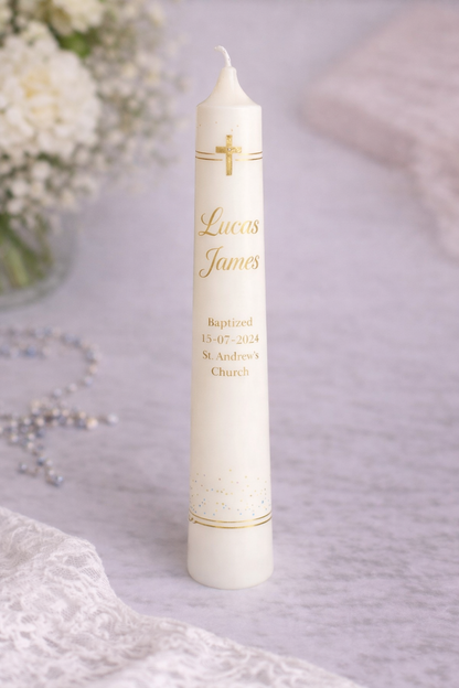 Personalised Baptism Taper Candle - Boy