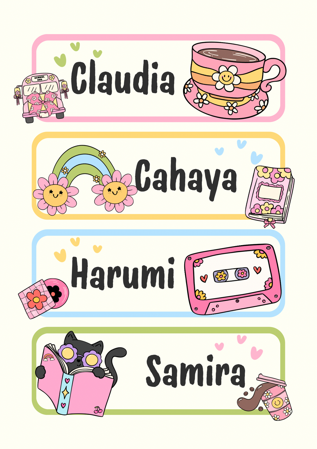 Cute Girl Aesthetic Theme Sticker - Waterproof A4 Value Sheet