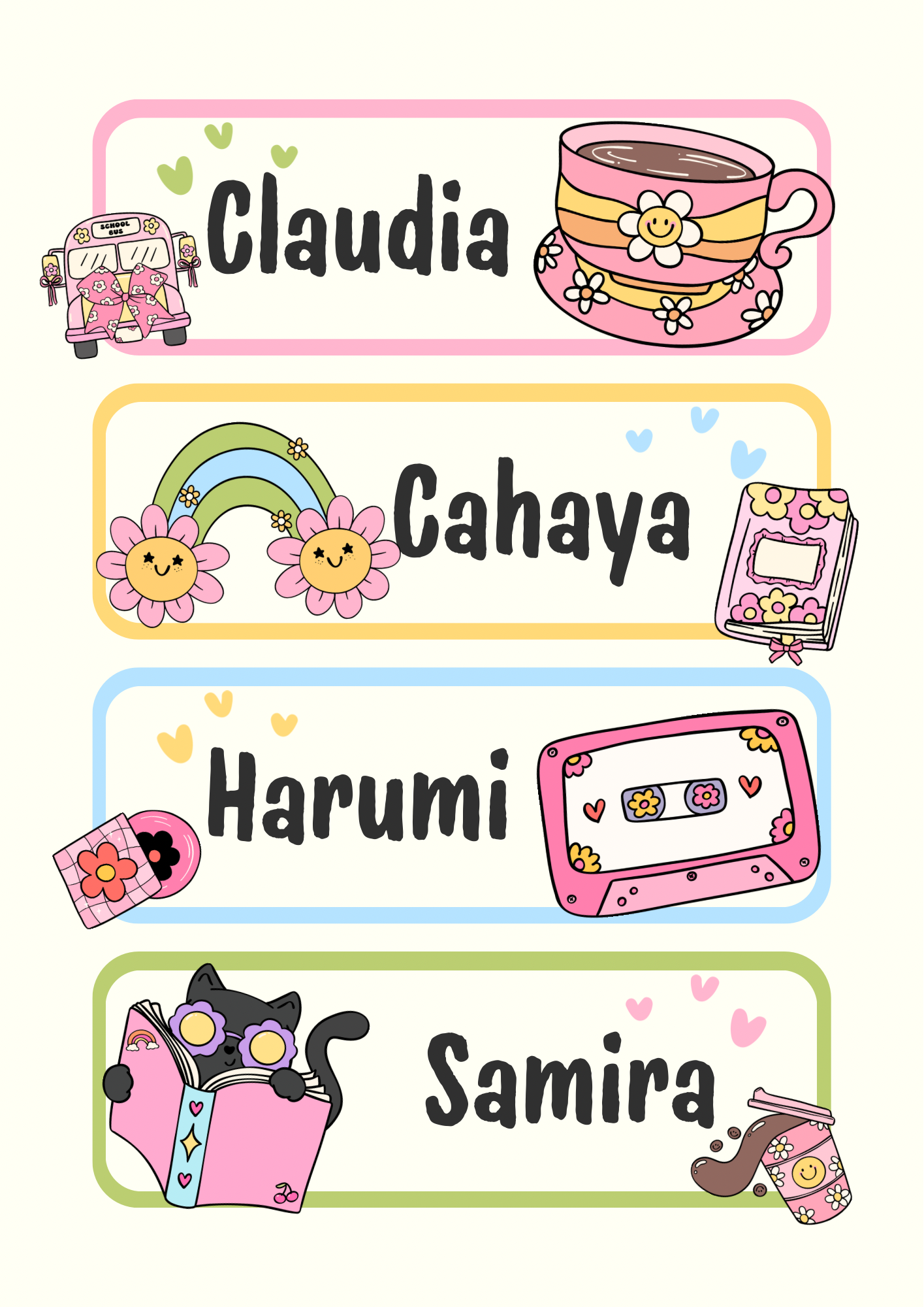 Cute Girl Aesthetic Theme Sticker - Waterproof A4 Value Sheet