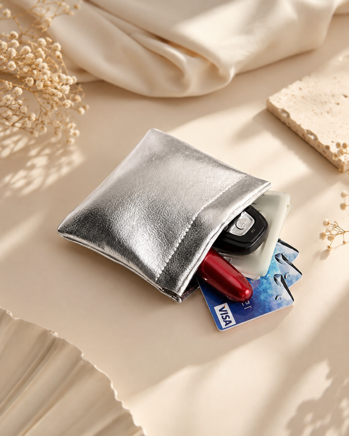 Personalised Metallic Silver Pouch